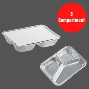3 COMPARTMENT ALLUMINIUM CONTAINER + LIDS - Image 1