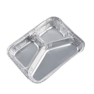 Aluminium container 3 compartment plus lid - Image 1