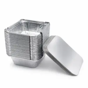 450ml ALLUMINIUM DISPOSABLE  FOOD CONTAINER + LIDS - Image 1