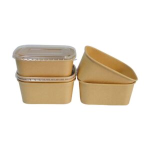 generic rectangular tub +lid 1000ml brown - Image 1