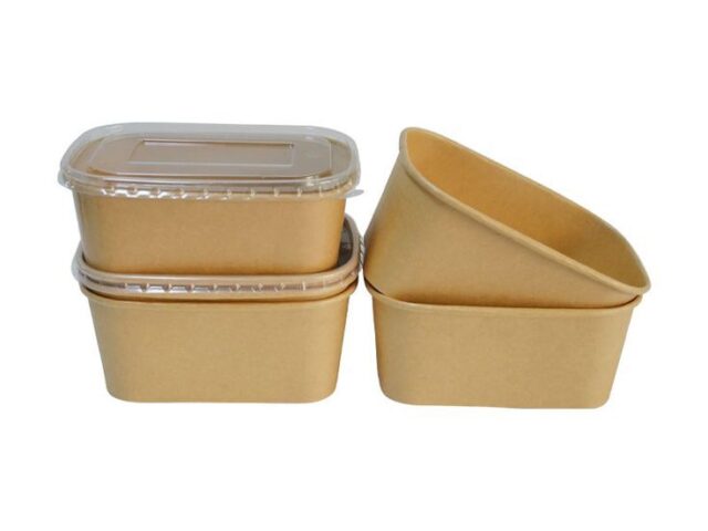 generic rectangular tub +lid 1000ml brown